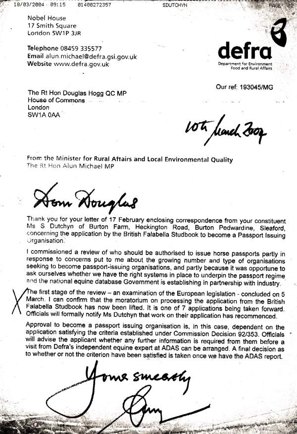 DEFRA-DOUGLAS HOGG