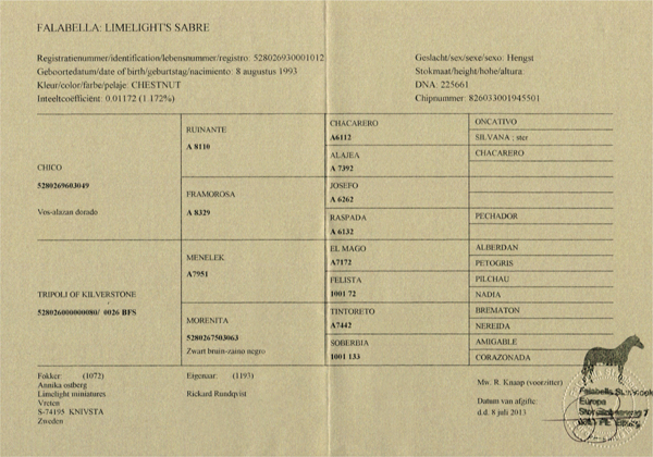 SABRE INDIUS PEDIGREE
